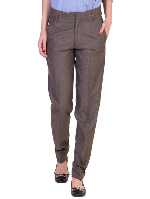 grey cotton flat front trouser - 10594147 - Very Small Image - 1