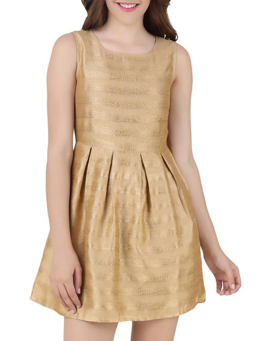 beige silk blend aline dress - 10601423 - Very Small Image - 1