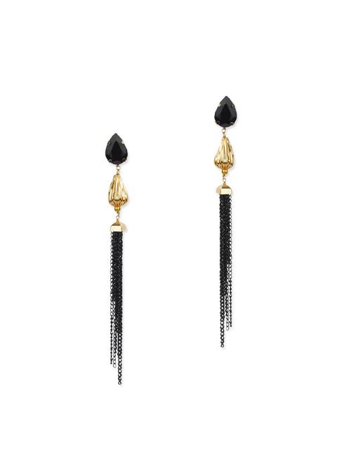 black stone earrings with a black tassel - 10605829 - Very Small Image - 1