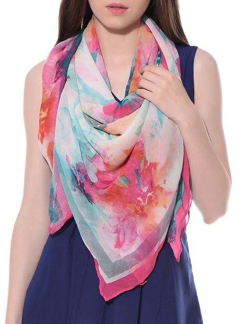 multicoloured floral print georgette scarf - 10606259 - Very Small Image - 1