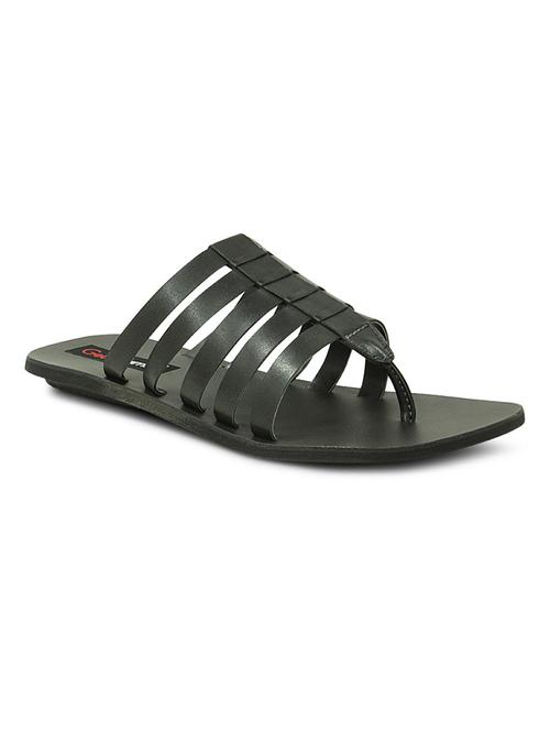 black leatherette toe separator slippers - 10606619 - Very Small Image - 1