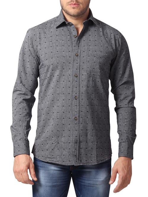 grey cotton casual shirt - 10606836 - Very Small Image - 1