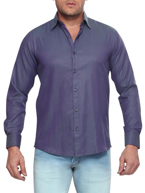 blue cotton casual shirt - 10606875 - Very Small Image - 1