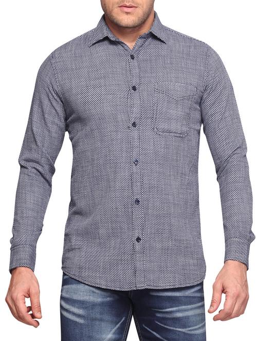 blue cotton casual shirt - 10606886 - Very Small Image - 1