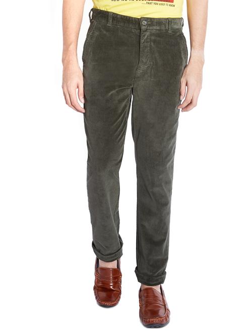 green cotton blend casual trousers - 10610787 - Very Small Image - 1
