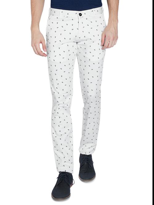 white cotton blend casual trousers - 10610797 - Very Small Image - 1