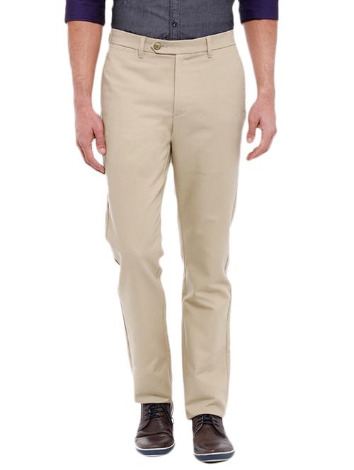 beige cotton casual trousers - 10610863 - Very Small Image - 1