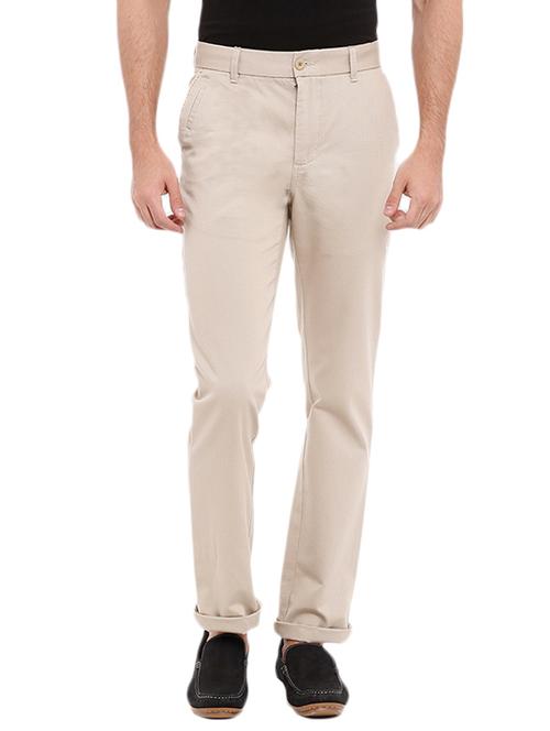 beige cotton casual trousers - 10610864 - Very Small Image - 1