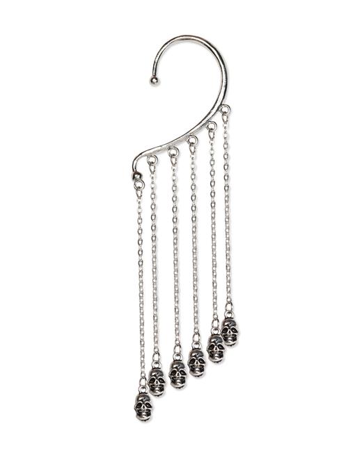 silver color skull drop ear cuff - 1061093 - Very Small Image - 1
