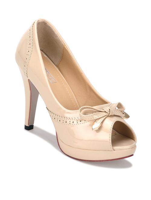 nude leatherette stiletto heel sandals - 10616897 - Very Small Image - 1