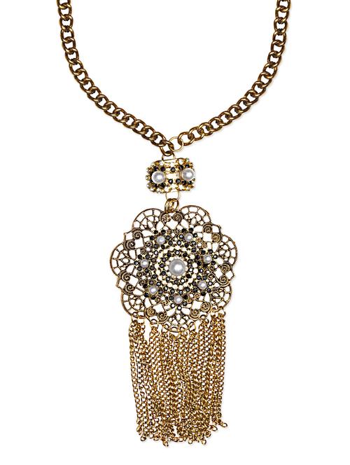 swarovski crystal embellished tasselled pendant with chain - 1061774 - Very Small Image - 1