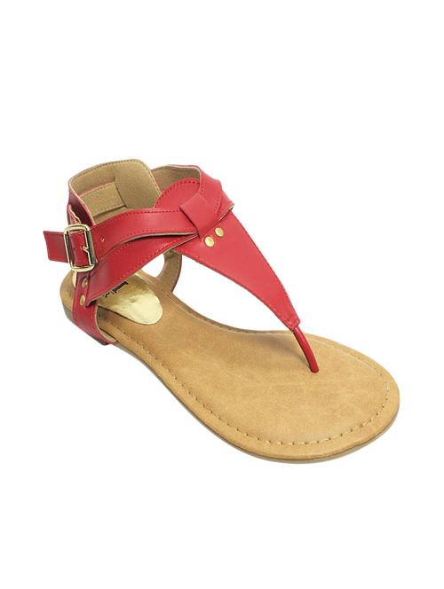 red leatherette ankle strap sandals - 10618447 - Very Small Image - 1