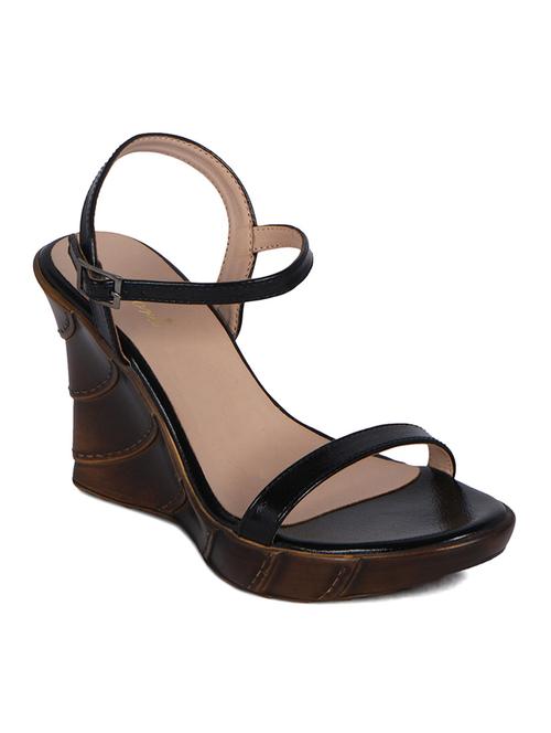 black leatherette wedge - 10618626 - Very Small Image - 1
