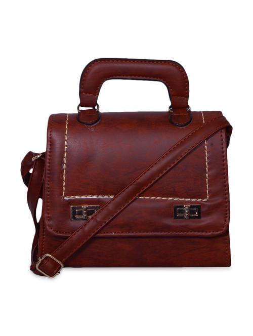 brown leatherette satchel - 10619037 - Very Small Image - 1