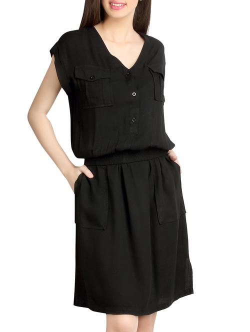 black rayon blouson dress - 10621533 - Very Small Image - 1