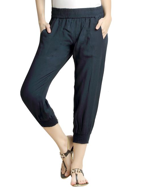 navy rayon capris - 10621551 - Very Small Image - 1
