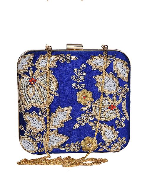 blue velvet clutch - 10627981 - Very Small Image - 1