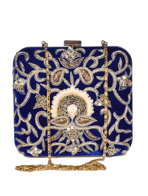 blue velvet clutch - 10627984 - Very Small Image - 1