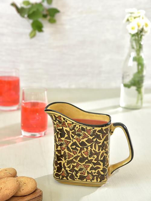 yellow small floral ceramic pitcher - 1062817 - Very Small Image - 1