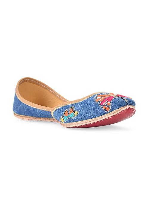 blue applique work leather juttis - 10628865 - Very Small Image - 1