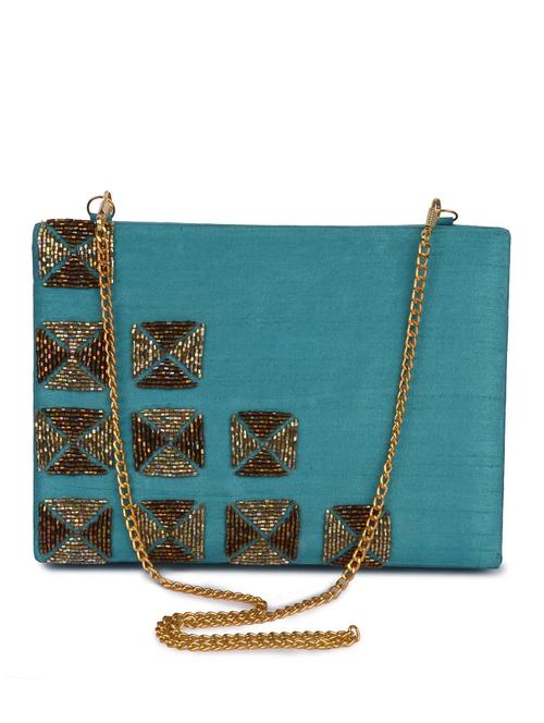 sky blue silk clutch - 10642498 - Very Small Image - 1