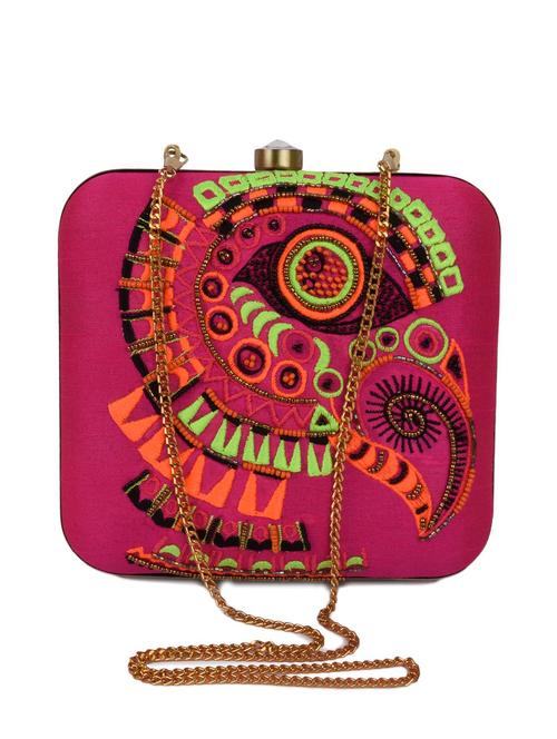 pink, tan leatherette clutch - 10642499 - Very Small Image - 1