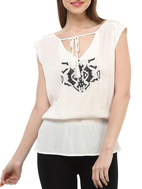 white viscose blouson top - 10645258 - Very Small Image - 1