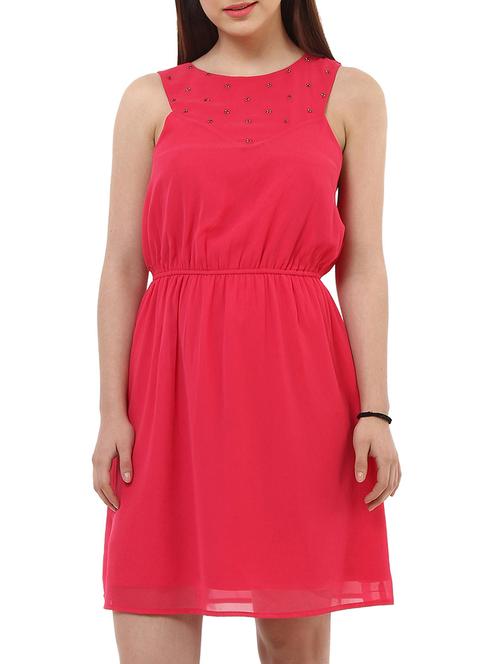 pink polyester aline dress - 10645321 - Very Small Image - 1