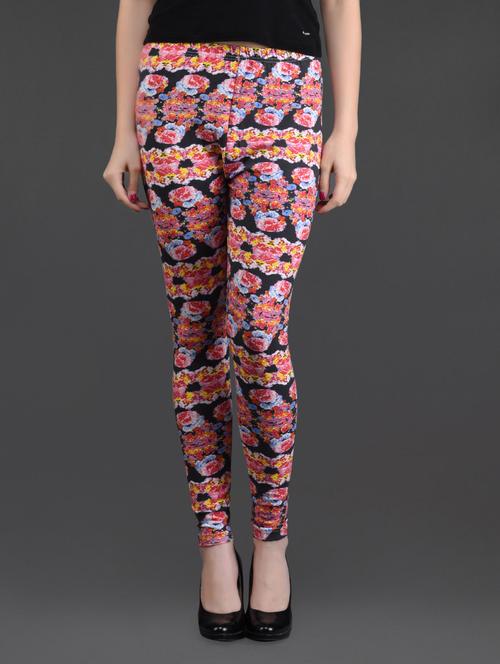 multicoloured printed stretchable leggings - 1064662 - Very Small Image - 1