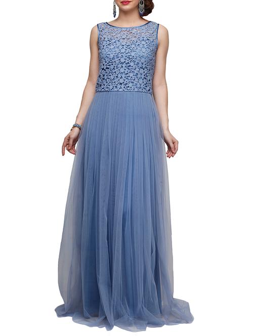 grey net aline dress - 10648494 - Very Small Image - 1