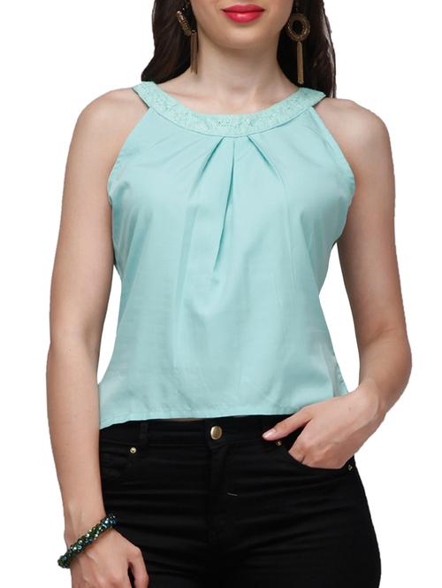 green poly crepe regular top - 10648526 - Very Small Image - 1