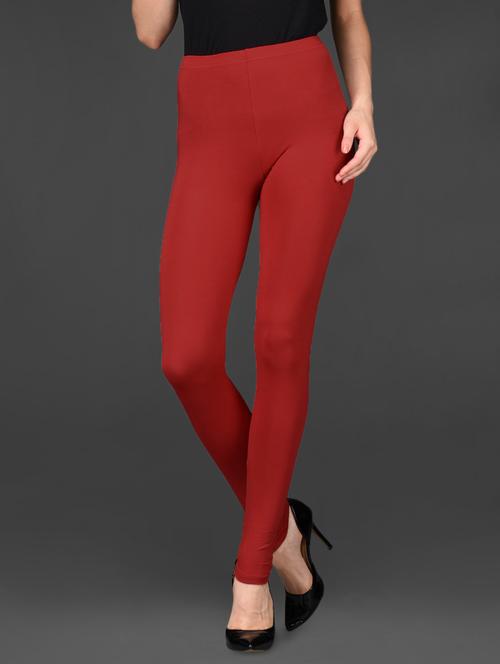 red ankle length viscose lycra leggings - 1065535 - Very Small Image - 1