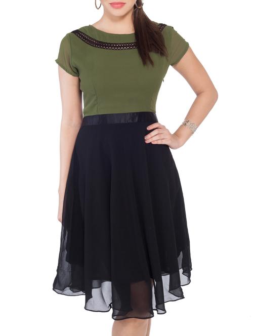 olive georgette dress - 10656214 - Very Small Image - 1