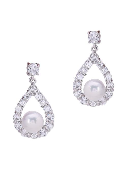 silver stone embellished teardrop earrings - 10661237 - Very Small Image - 1