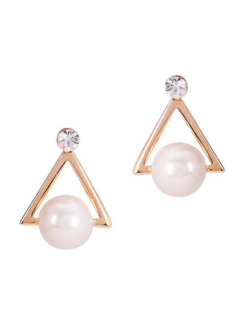gold pearl embellished geometrical earrings - 10661248 - Very Small Image - 1