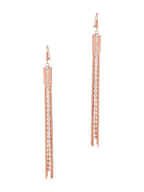 gold crystal embellished long earrings - 10661255 - Very Small Image - 1