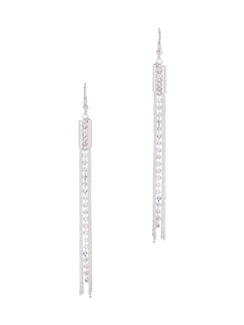 silver crystal embellished long earrings - 10661256 - Very Small Image - 1