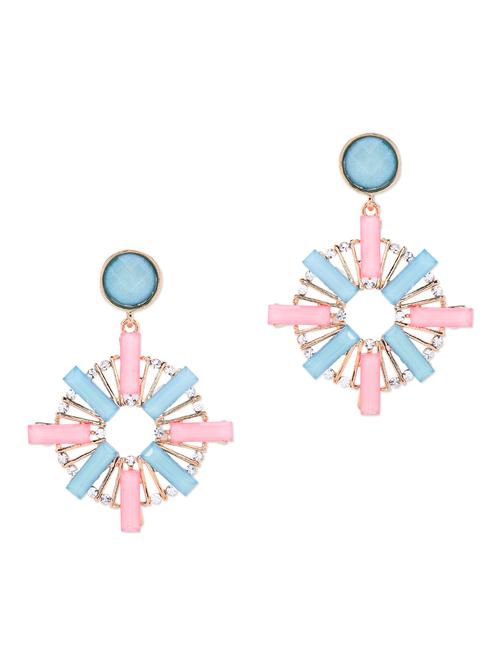 blue and pink stone embellished earrings - 10661261 - Very Small Image - 1