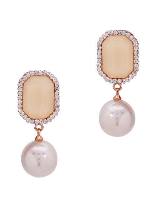 beige stone embellished drop earrings - 10661267 - Very Small Image - 1