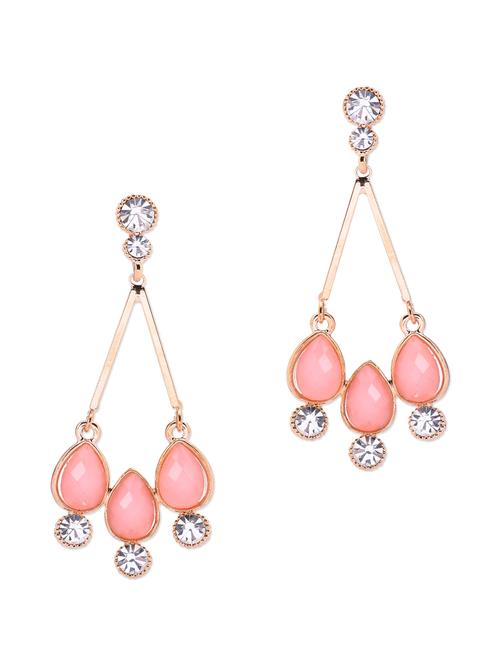 stone embellished gold dangler earrings - 10661278 - Very Small Image - 1