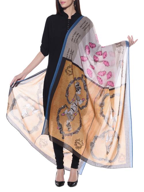 multicoloured printed cotton dupatta - 10667604 - Very Small Image - 1