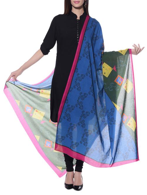 multicoloured printed cotton dupatta - 10667610 - Very Small Image - 1
