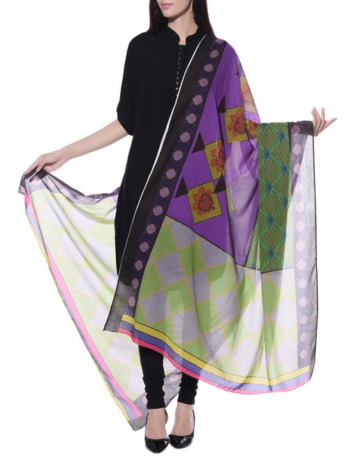 multicoloured printed cotton dupatta - 10667615 - Very Small Image - 1