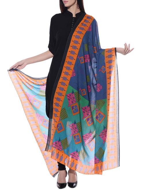 multicoloured printed cotton dupatta - 10667616 - Very Small Image - 1