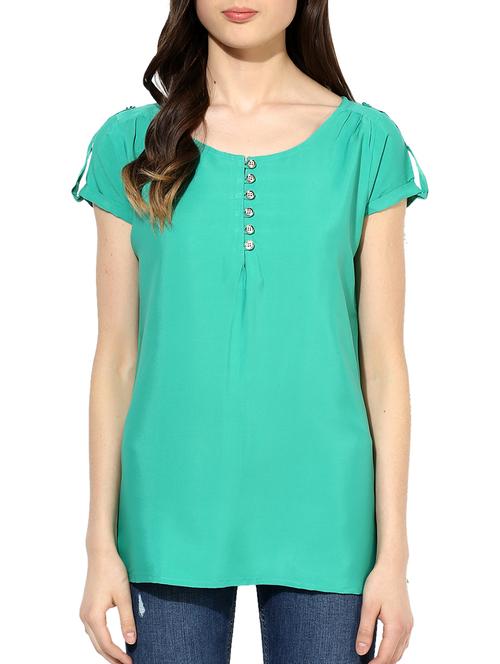 green crepe top - 10668820 - Very Small Image - 1