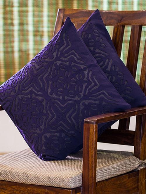 exclusivelane applique art cushion cover in soft cotton - set of 2 - 10669903 - Very Small Image - 1