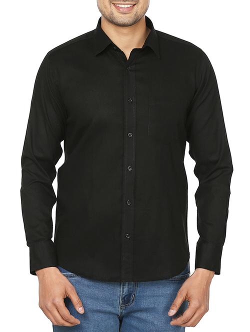 black cotton casual shirt - 10670055 - Very Small Image - 1