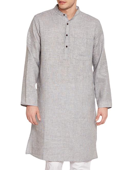 grey cotton long kurta - 10674678 - Very Small Image - 1