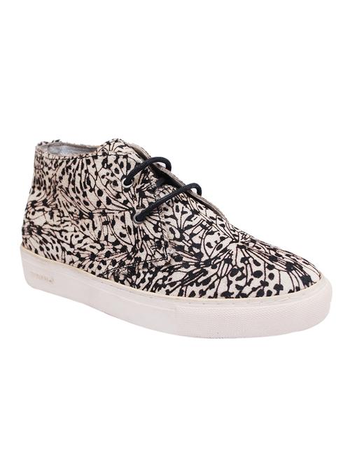 white, black leatherette laceup sneakers - 10679315 - Very Small Image - 1