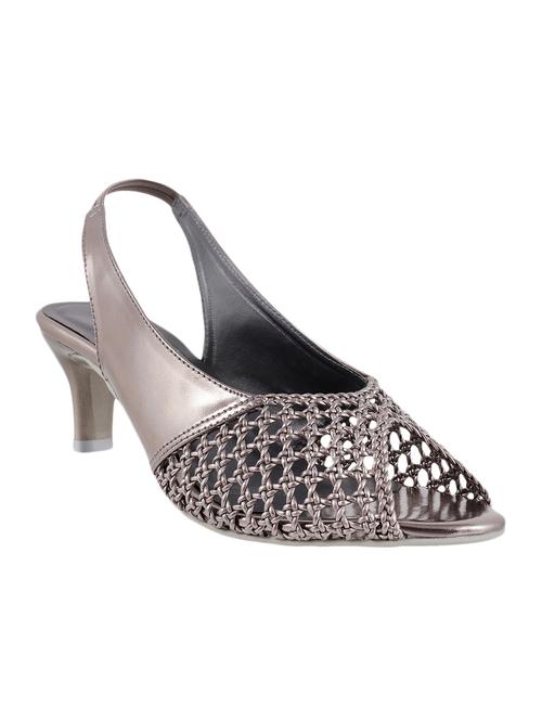 Gunmetal leatherette slingback sandals - 10679514 - Very Small Image - 1